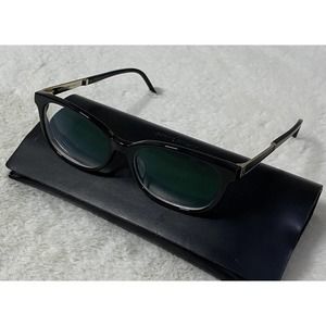 YSL Saint Laurent Black Rectangular Eyeglasses Frames With Leather Case MINT
